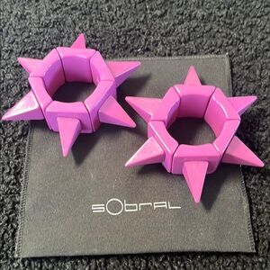 PAIR + RARE 💜🩷 Vintage Sobral Pink/Purple Spiked Bracelets